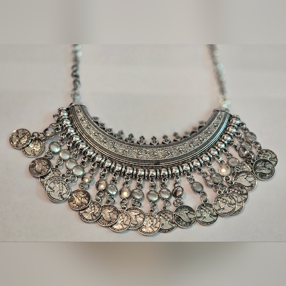 Coin Bold Statement Necklace - image 5